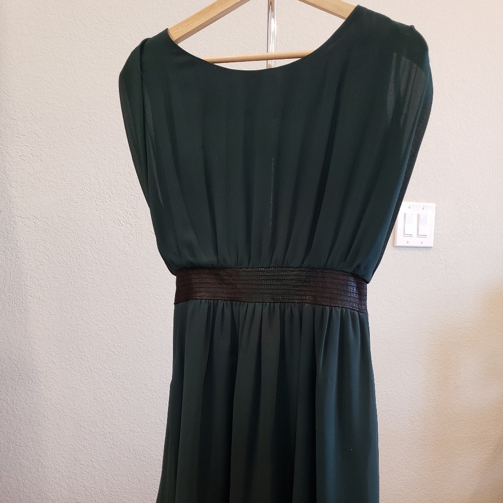 Myrtle Green Dress with Black Waist Tie